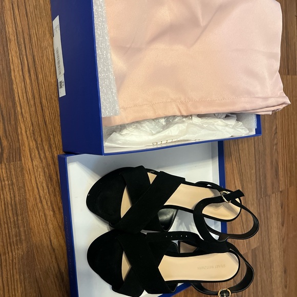 Stuart Weitzman Mariposa Platform Sandals in Black Suede, New in box , 38.5 /8B - Picture 9 of 13